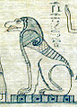 A depiction of Ammut on a papyrus.