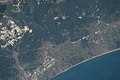 Massa-Forte dei Marmi coast of Mediterranean Sea from above (ISS-photo)