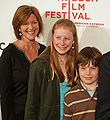 Colbert's wife and two of their children at the 2008 Tribeca Film Festival