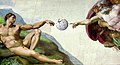 The Creation of Adam with the Wikipedia logo