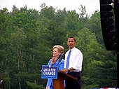 Barack Obama and Hillary Clinton in Unity, New Hampshire