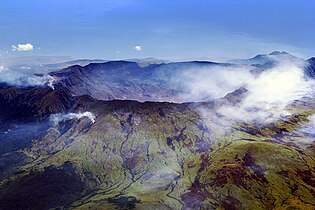 Fumaroles (left) on Mount Tambora, Indonesia