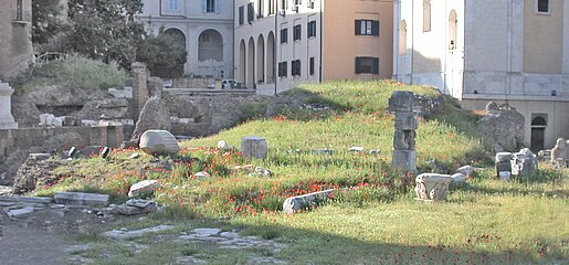 Resti del podio del tempio di Bellona nell'area archeologica presso il teatro di Marcello