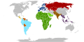 A global map showing all the supranational unions.