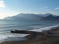 The beach of Torrione, Monti Lattari from far