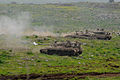 Merkava Mk IIb, Merkava Mk IId and Merkava Mk IIId during live fire exercise.