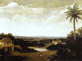 Vila de Ipojuca 1640. oil on canvas medium QS:P186,Q296955;P186,Q12321255,P518,Q861259 . 45 × 59.7 cm. São Paulo, Pinacoteca Municipal de São Paulo.