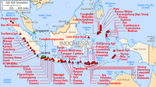 Map of Indonesian volcanos - Subduction zone