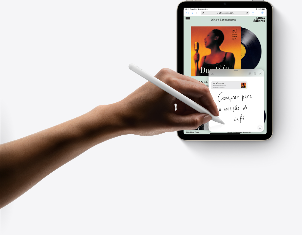 Uso do Apple Pencil em uma Nota Rápida