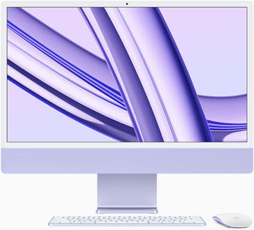 iMac u ljubičastoj boji, s prednje strane