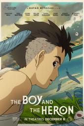 The Boy and the Heron Movie Poster: Mahito stands next to the ocean