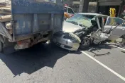 快訊/台南麻豆嚴重車禍！載水泥貨車撞爛轎車　駕駛左臉破相困車內