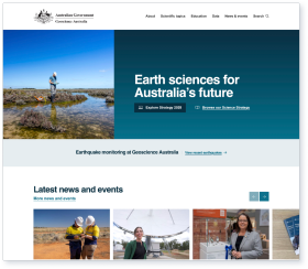 Screenshot of Geoscience Australia homepage