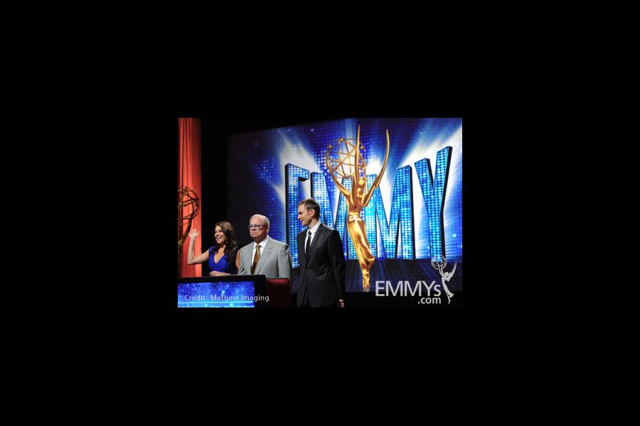 Sofia Vergara, John Shaffner and Joel McHale at the 62nd Primetime Emmy Awards Nominations Ceremony