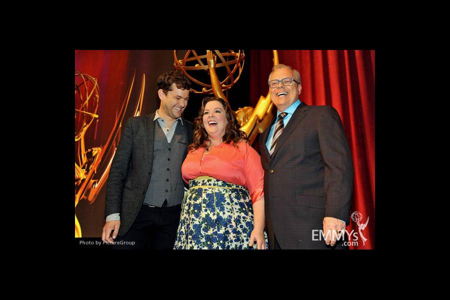 Joshua Jackson, Melissa McCarthy & John Shaffner at the 63rd Primetime Emmy Awards Nominations Ceremony