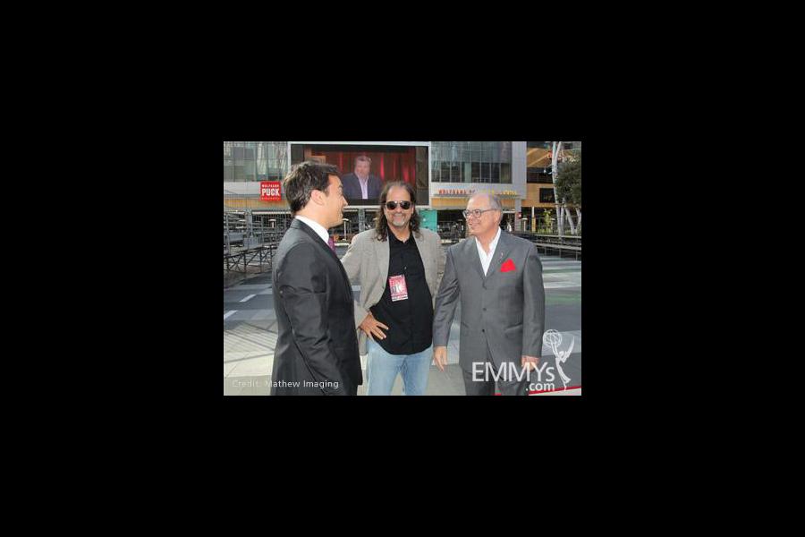 Jimmy Fallon, director Glenn Weiss & ATAS CEO John Shaffner at the red carpet rollout for the 62nd Primetime Emmy Awards