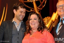 Joshua Jackson, Melissa McCarthy & John Shaffner at the 63rd Primetime Emmy Awards Nominations Ceremony