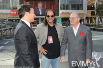 Jimmy Fallon, director Glenn Weiss & ATAS CEO John Shaffner at the red carpet rollout for the 62nd Primetime Emmy Awards