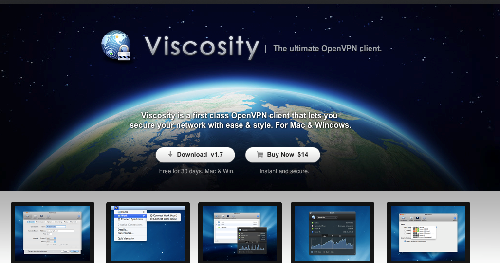 screenshot of Viscosity OpenVPN client download page