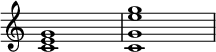 
{
\override Score.TimeSignature
#'stencil = ##f
\override Score.SpacingSpanner.strict-note-spacing = ##t
\set Score.proportionalNotationDuration = #(ly:make-moment 1/4)
\time 4/4
\relative c' {
      <c e g>1 <c g' e' g>
   }
}
