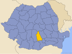 Administrative map of Руминия with Дамбовитса county highlighted