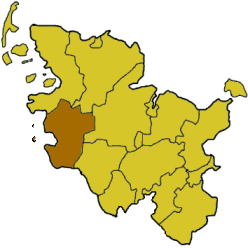 Lage des Kreises Dithmarschen in Schleswig-Holstein