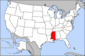 Map of the United States with Mississippi highlighted