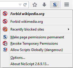 Скриншот программы NoScript