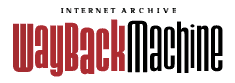 Stylized text saying: "INTERNET ARCHIVE WAYBACK MACHINE". The text is in black, except for "WAYBACK", which is in red.