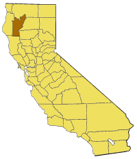 Map of California highlighting Trinity County