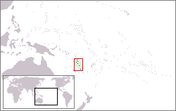 Karte von Ozeanien mit eingezeichneter Lage von Vanuatu