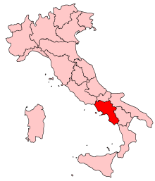 موقعیت کامپانیا در ایتالیا