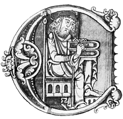 Boethius en manuskripto de lia Consolatio philosophiae. Oksfordo, Bodleian Library, Auct. F.6.5 (12-a jarcento)