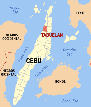 Mapa sa Sugbo nga nagapakita kon asa nahamutangan ang Tabuelan