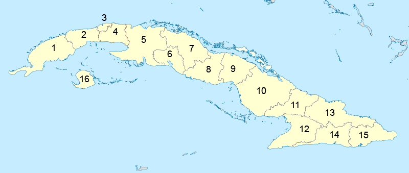 Peta pembagian administratif Kuba