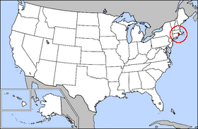 Mapa ning United States with Rhode Island highlighted