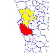 Quiçama (red) in Bengo province (yellow)