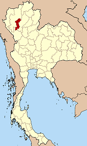 Peta Thailand menunjukkan Lamphun