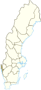 Kort over Bohuslen (svensk: Bohuslän) i Sverige