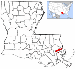 Lage von New Orleans in Louisiana