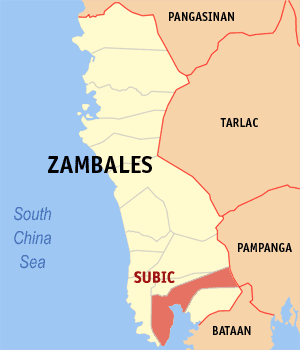 Mapa han Zambales nga nagpapakita han kahamutang han Subic