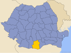 Administrative map of Руминия with Телеорман county highlighted