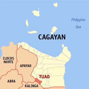 Mapa han Cagayan nga nagpapakita kon hain nahamutang an Tuao