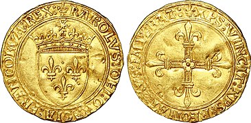 Escudo de oro al sol bajo Carlos VIII.