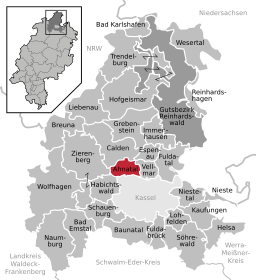 Läget för Ahnatal i Landkreis Kassel