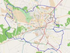 Mapa konturowa Gorzowa Wielkopolskiego, w centrum znajduje się punkt z opisem „Stadion im. Edwarda Jancarza”