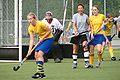 Un partit internacional d'hoquei sobre herba femení.