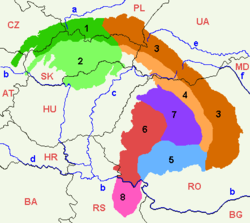 A Keleti-Kárpátok (3. és 4.) helyzete a Kárpátokban