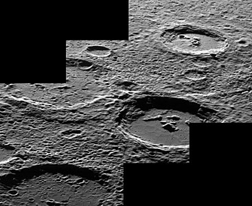 Neumann (left foreground), Equiano (right), and Mofolo (upper left) craters. The crater in upper right is unnamed.