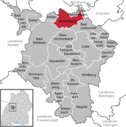 Elhelyezkedése Baden-Württemberg térképén